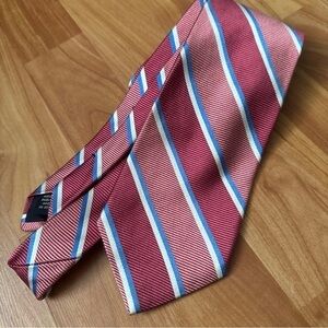 Brooks Brothers Makers Pure Silk Necktie Pink Blue Striped USA Made